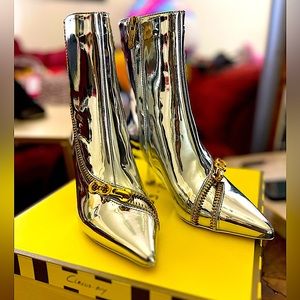 Circus NY By Sam Edelman Silver Sia Low Stiletto Ankle Boots